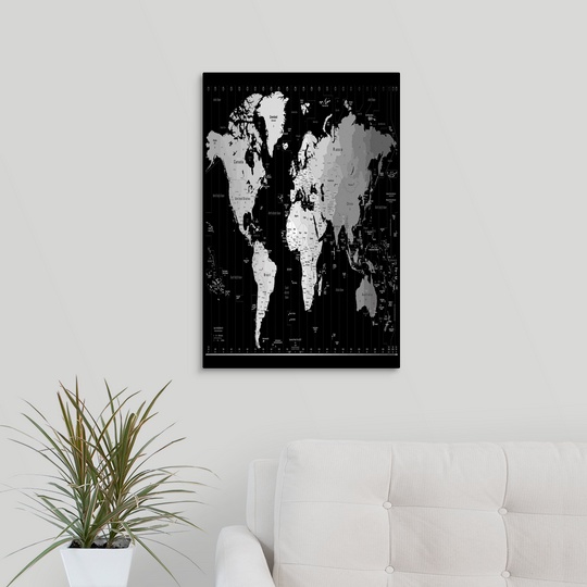 Premium Thick-Wrap Canvas Wall Art entitled World Timezone map