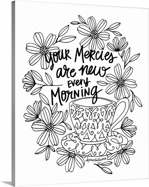 product render of Your Mercies Are New Every Morning Handlettered Coloring
