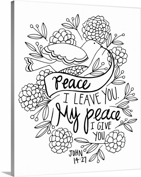 product render of Peace I Leave You Handlettered Coloring
