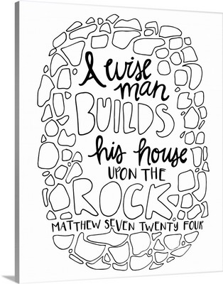 A Wise Man Build His House Upon The Rock Handlettered Coloring