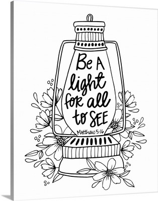 Be A Light For All To See Handlettered Coloring