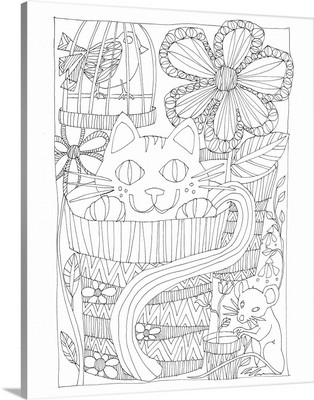 Cat In Flowerpot Coloring