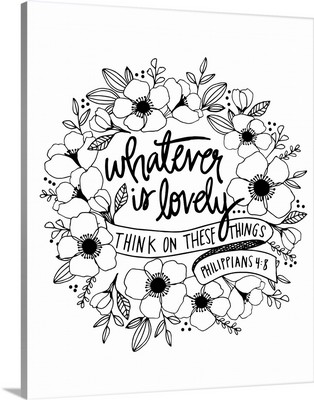 Whatever Is Lovely Handlettered Coloring