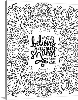 Whoever Believes Need Never Be Shaken Handlettered Coloring