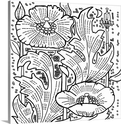 Hollyhocks Line Art