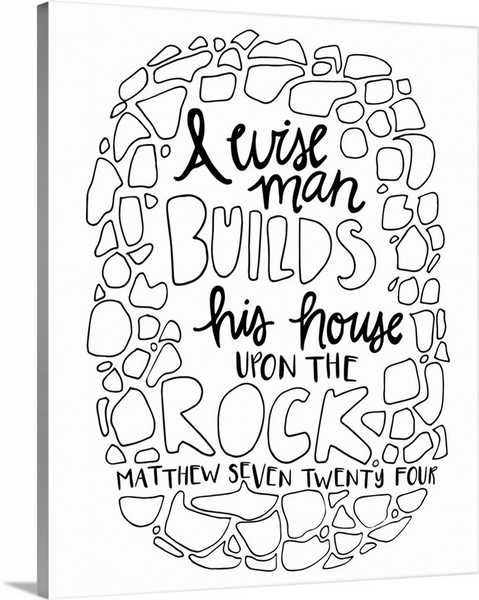 product render of A Wise Man Build His House Upon The Rock Handlettered Coloring