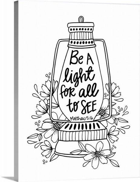 product render of Be A Light For All To See Handlettered Coloring
