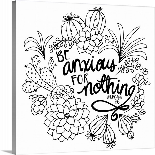 product render of Be Anxious For Nothing Handlettered Coloring