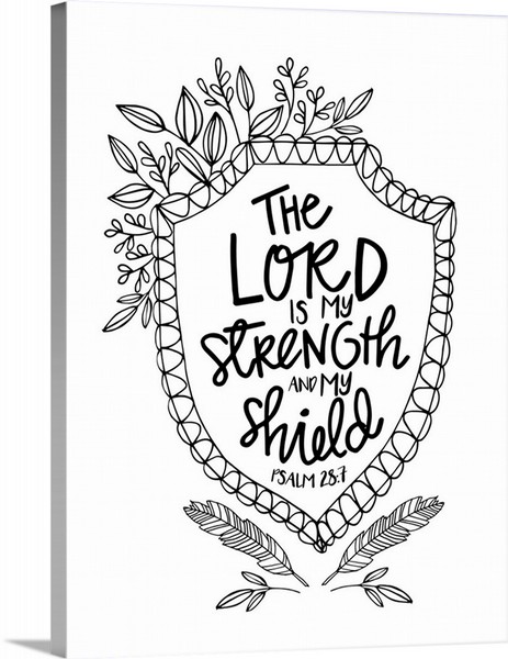 product render of The Lord Is My Strength And My Shield Handlettered Coloring