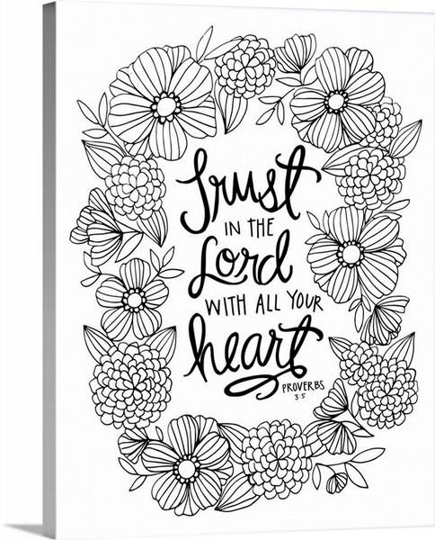 product render of Trust In The Lord With All Your Heart Handlettered Coloring
