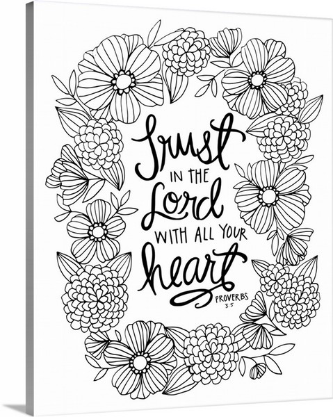 product render of Trust In The Lord With All Your Heart Handlettered Coloring