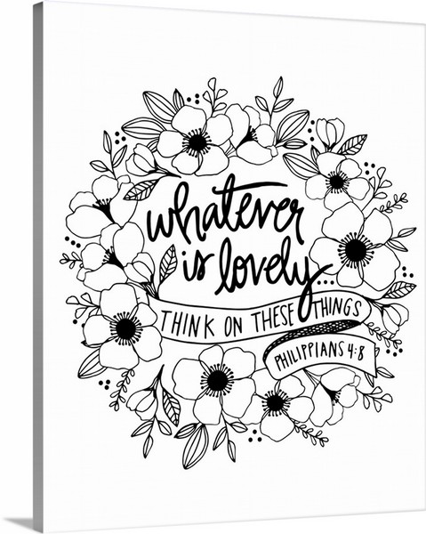 product render of Whatever Is Lovely Handlettered Coloring