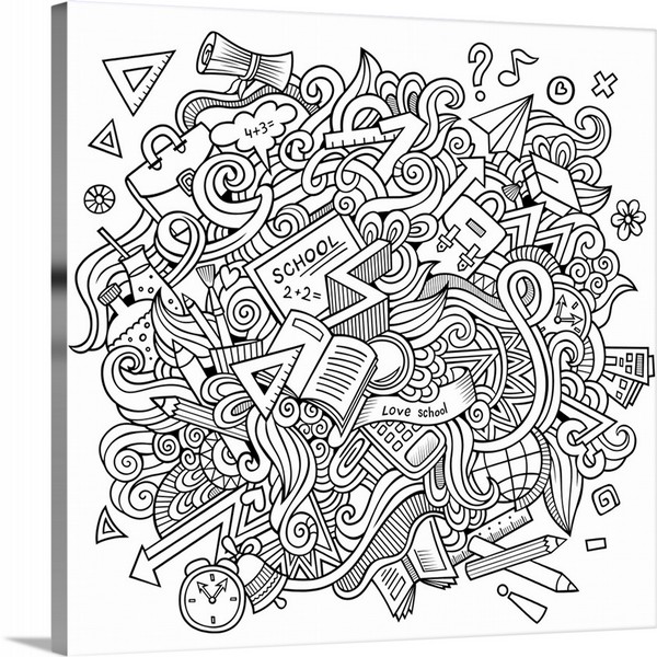 product render of Cartoon vector sketchy doodles hand drawn school education