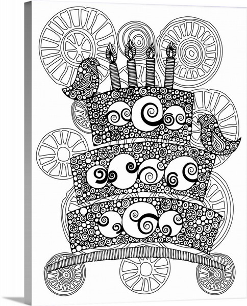 product render of Birthday Cake Birds - Black And White