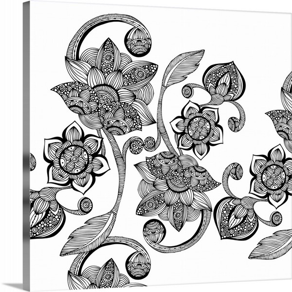 product render of Boho Flowers - Black And White