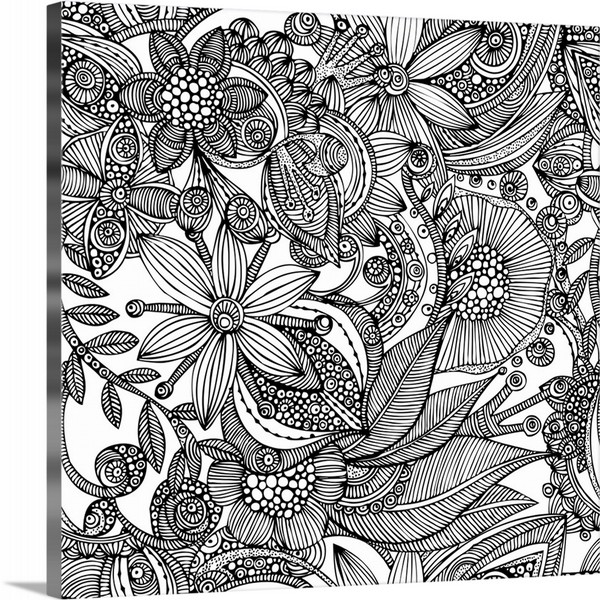 product render of Flowers And Doodles - Black And White