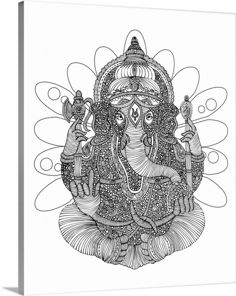 product render of Ganesha - Black And White