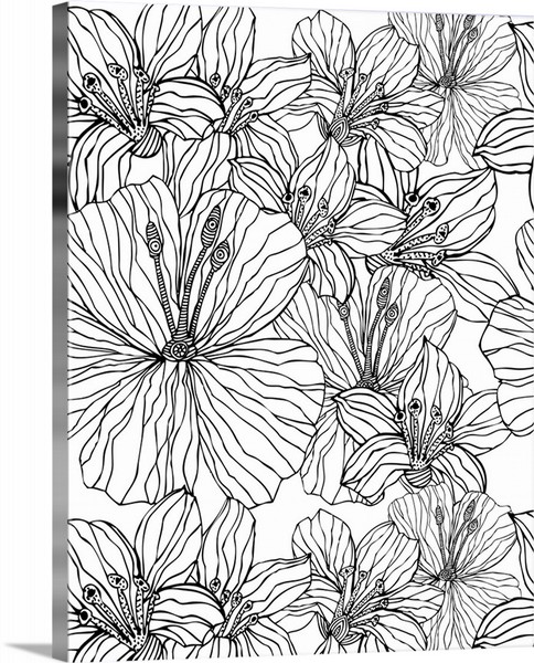 product render of Tropical Flowers - Black And White