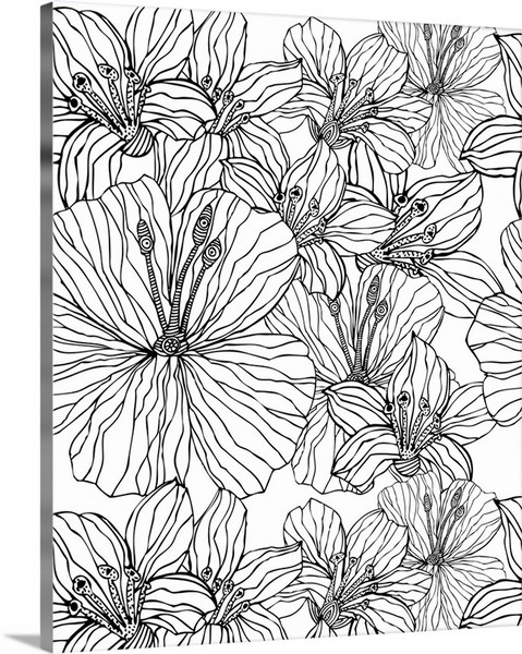 product render of Tropical Flowers - Black And White