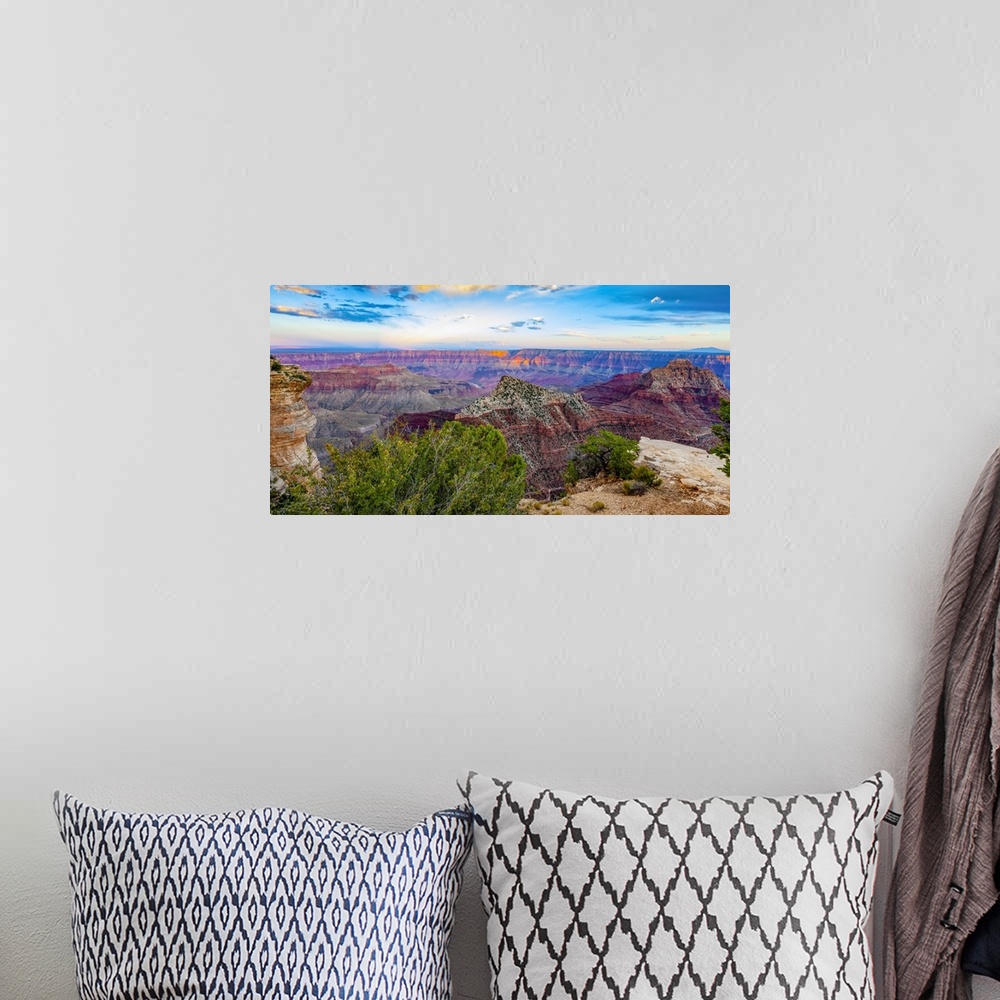 A bohemian room featuring Grand Canyon North Rim at sunset, Arizona, United States of America