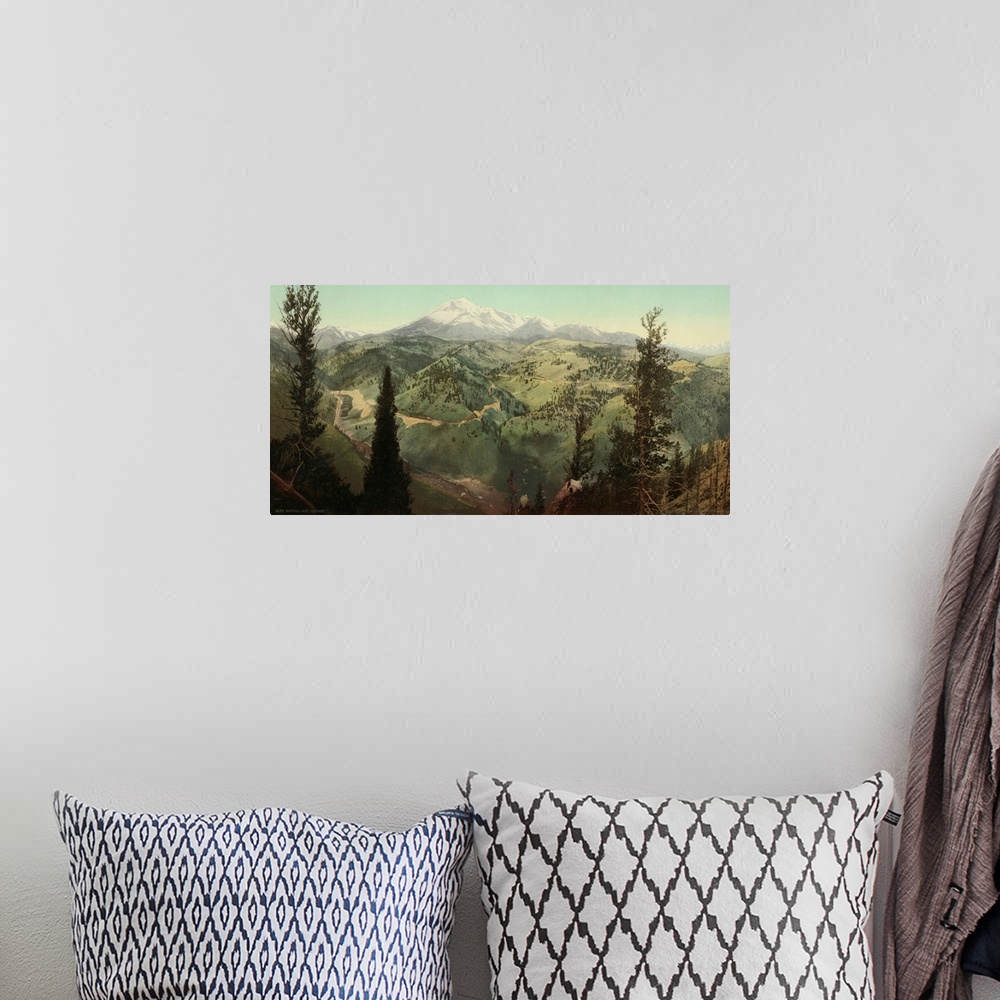 A bohemian room featuring Hand colored photograph of Marshall pass, Colorado.