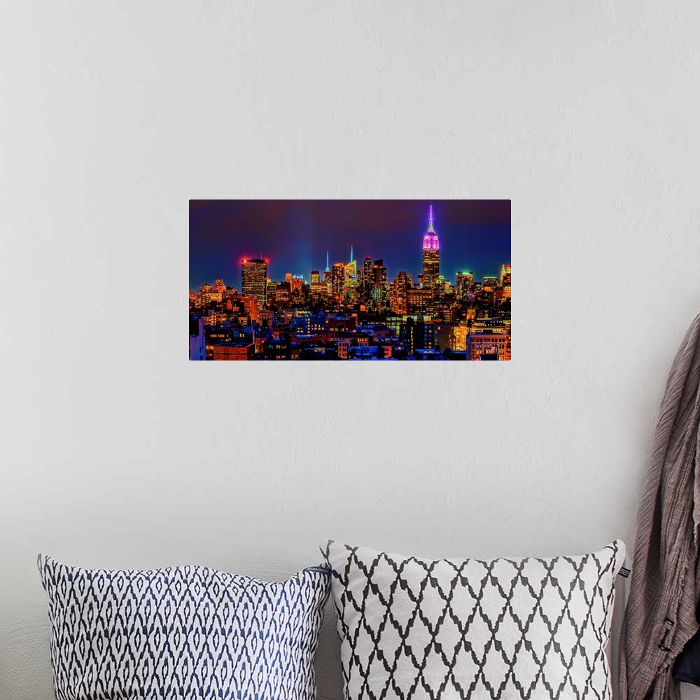 A bohemian room featuring Empire State Building Panoramic View
