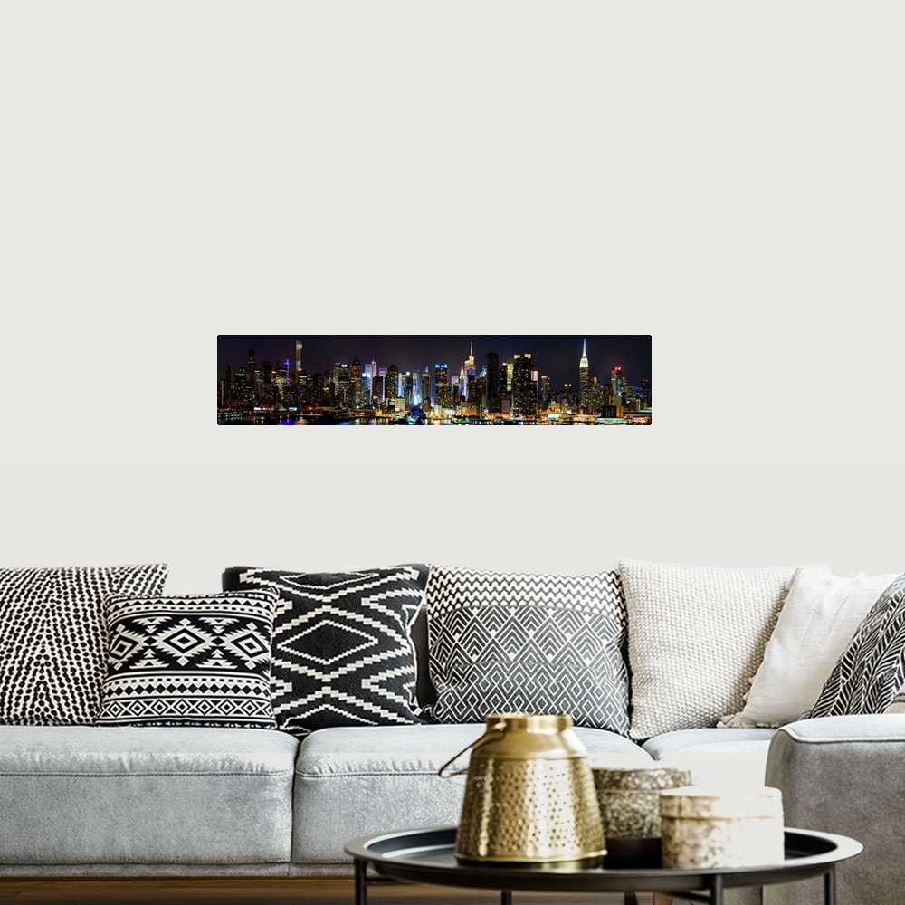 A bohemian room featuring Manhattan Panoramic View At Night