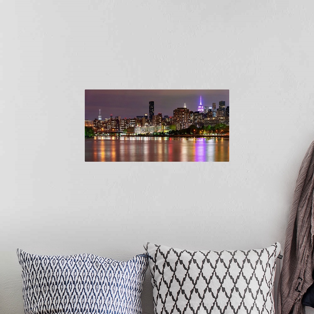 A bohemian room featuring Manhattan View From Long Island City
