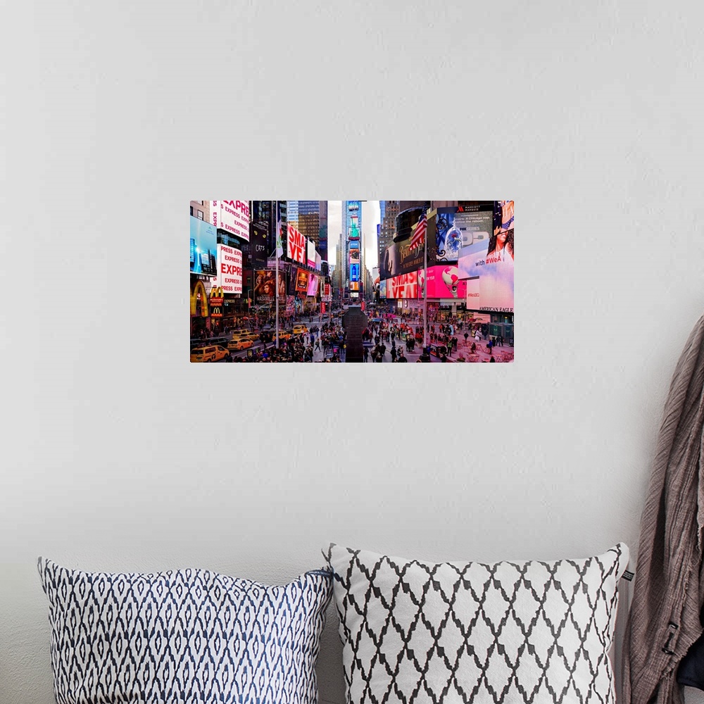 A bohemian room featuring Times Square