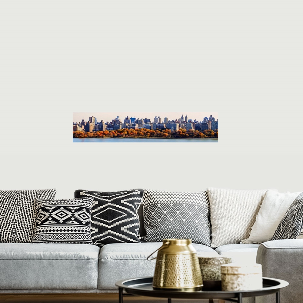 A bohemian room featuring Uptown Manhattan View From Jersey