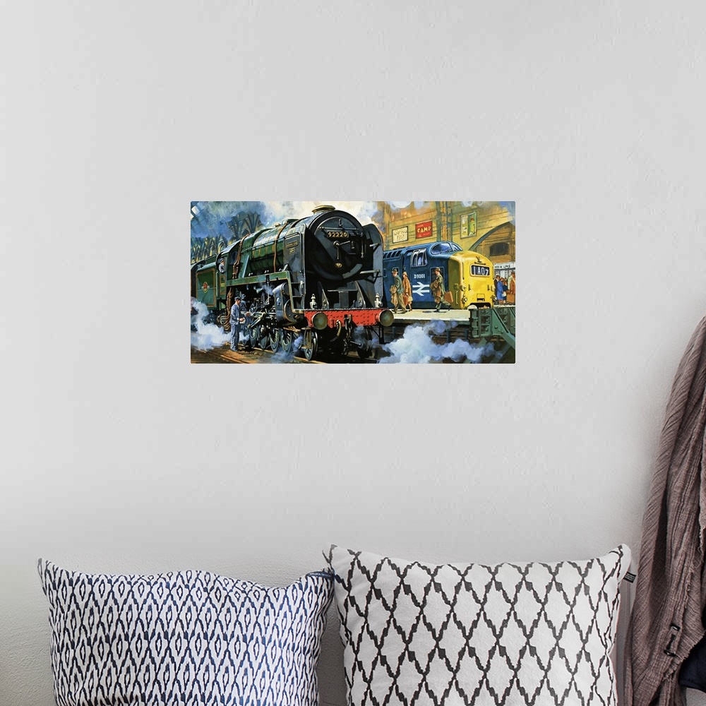 A bohemian room featuring Britain's Railway Wonders: A Sad Farewell to Steam. Original artwork from Look and Learn no. 975 ...