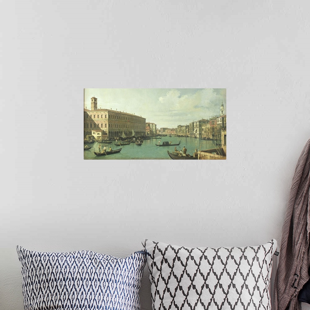 A bohemian room featuring XIR210324 The Grand Canal from the Rialto Bridge (oil on canvas)  by Canaletto, (Giovanni Antonio...