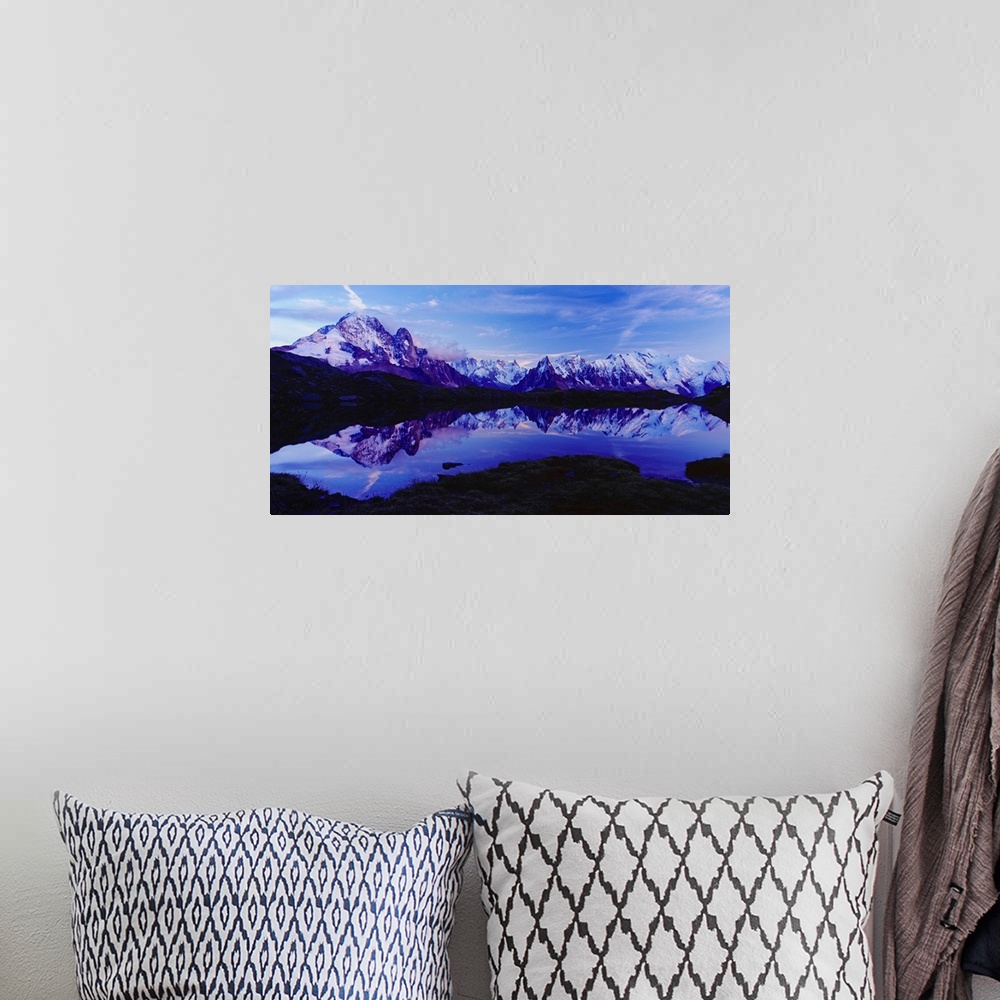 A bohemian room featuring France, Rhone Alpes, Massif du Mont Blanc and Aiguille Verte mountains, Lac Blanc