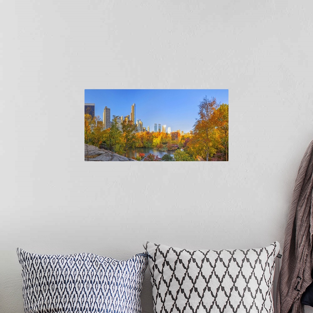 A bohemian room featuring USA, New York City, Manhattan, Central Park, The Pond.