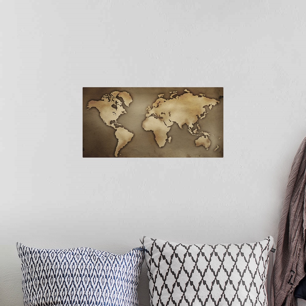 A bohemian room featuring Antique world map