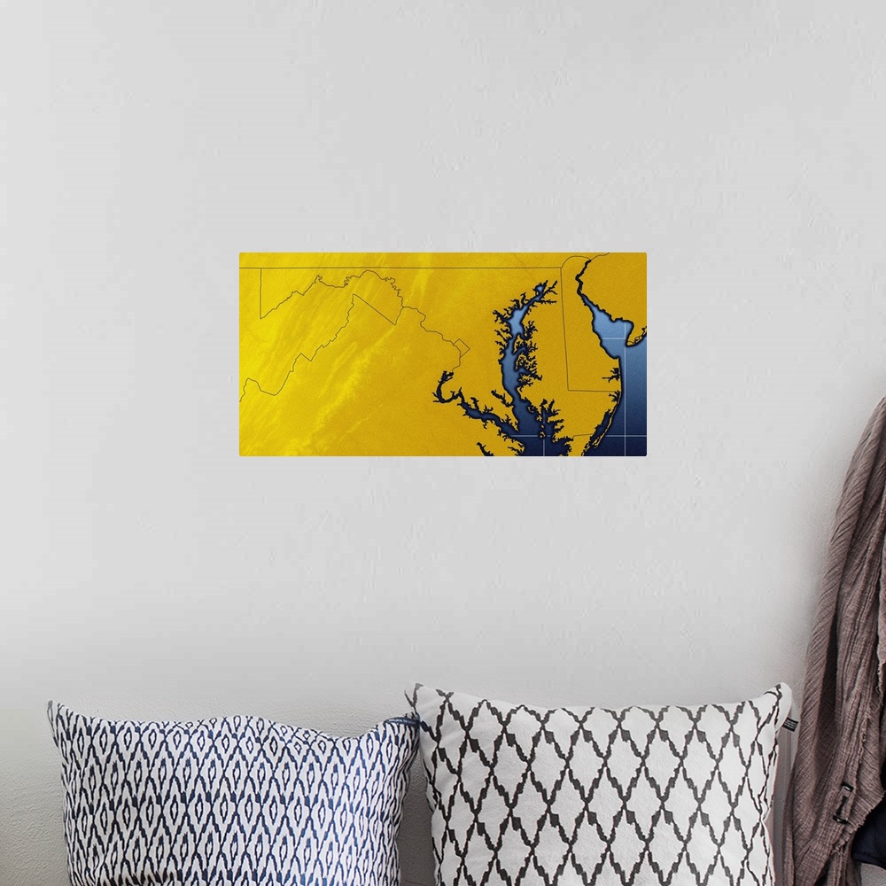 A bohemian room featuring Map of Maryland