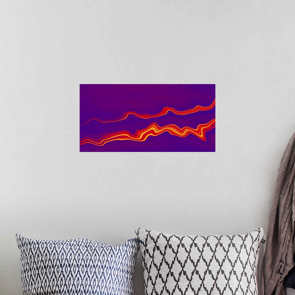 A bohemian room featuring Purple and red abstract waves