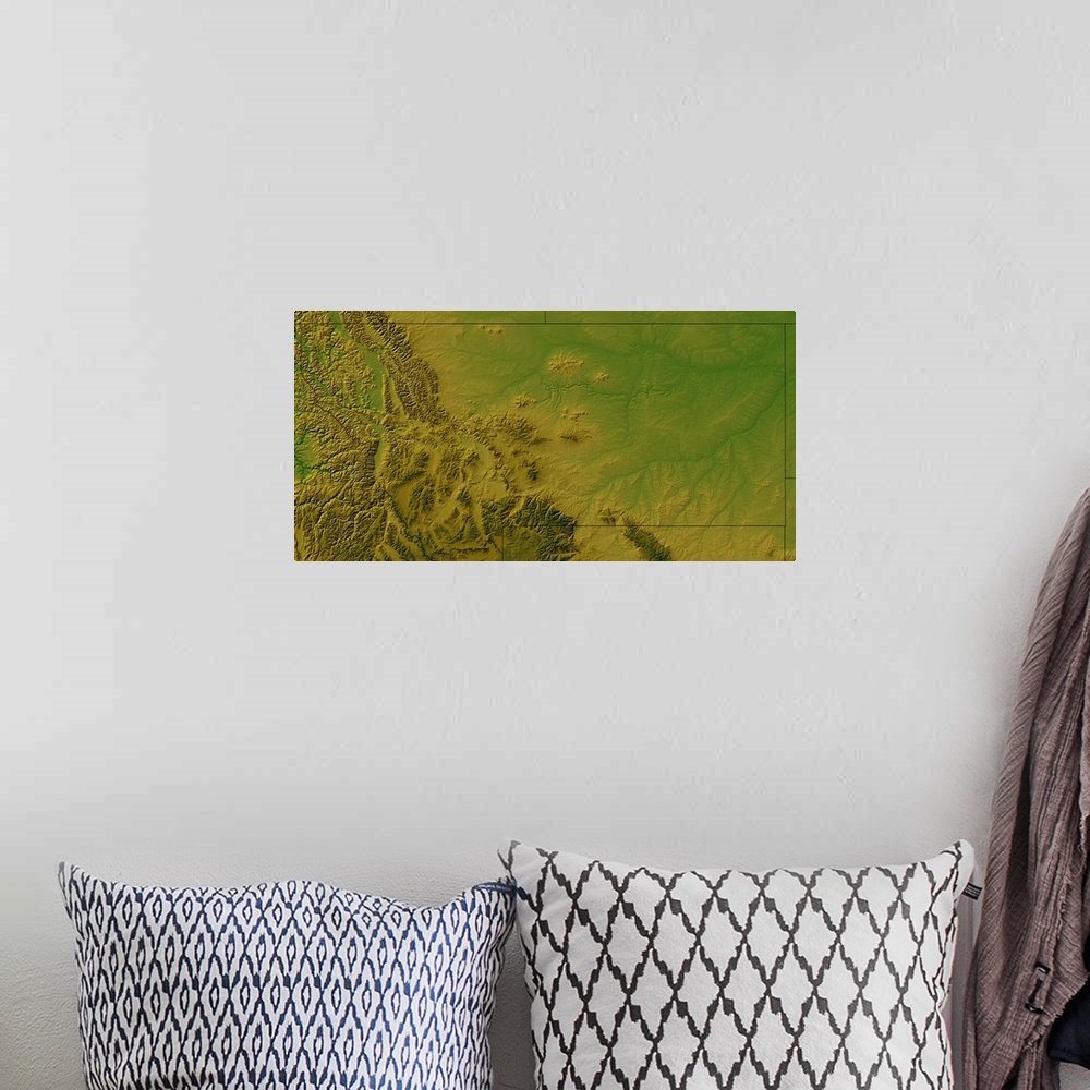 A bohemian room featuring Topographic map of Montana