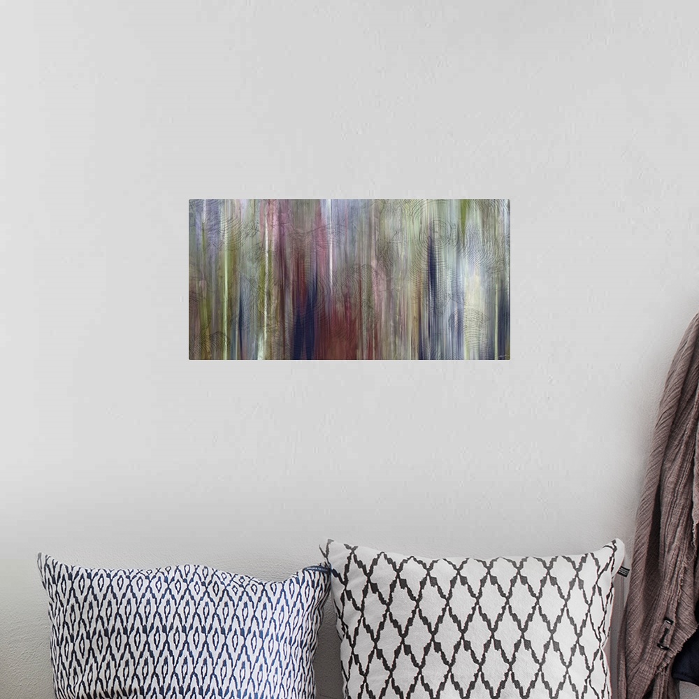 A bohemian room featuring An abstract view of a Northwest forest.
