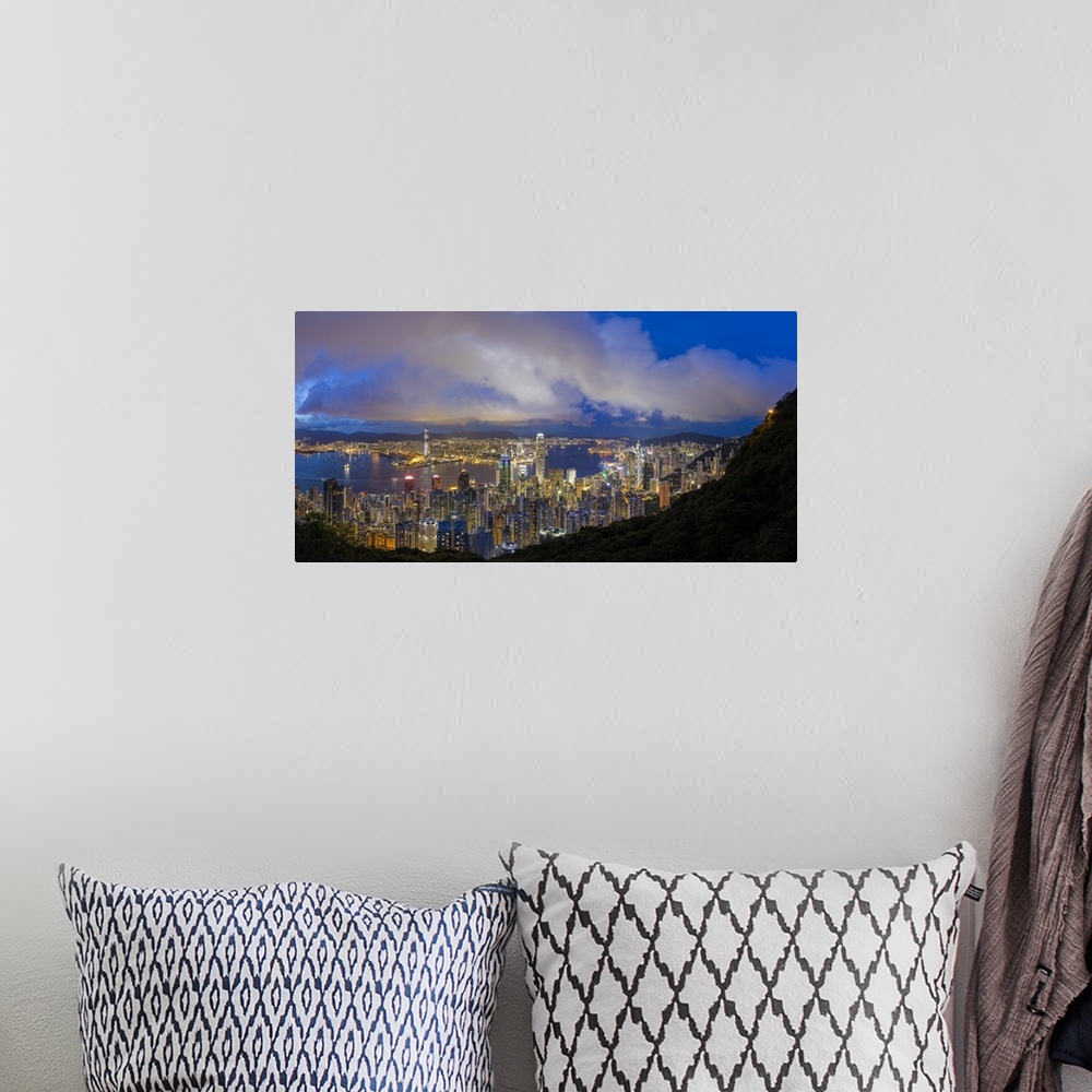 A bohemian room featuring City skyline and Victoria Harbour viewed from Victoria Peak, Hong Kong, China