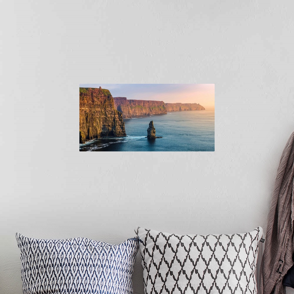 A bohemian room featuring Cliffs of Moher, County Clare, Munster province, Republic of Ireland, Europe. Panoramic view of t...