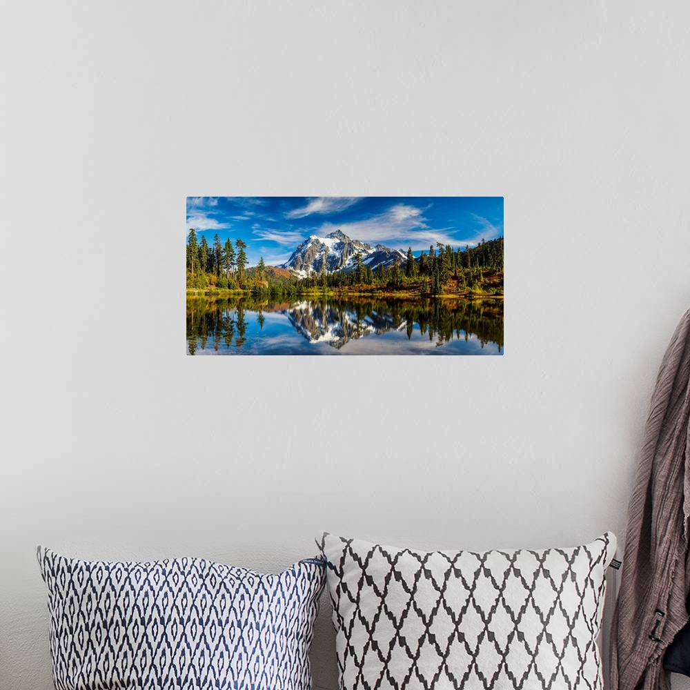 A bohemian room featuring Mount Shuksan Reflecting In Picture Lake, Mt. Baker-Snoqualmie National Forest, Washington, USA