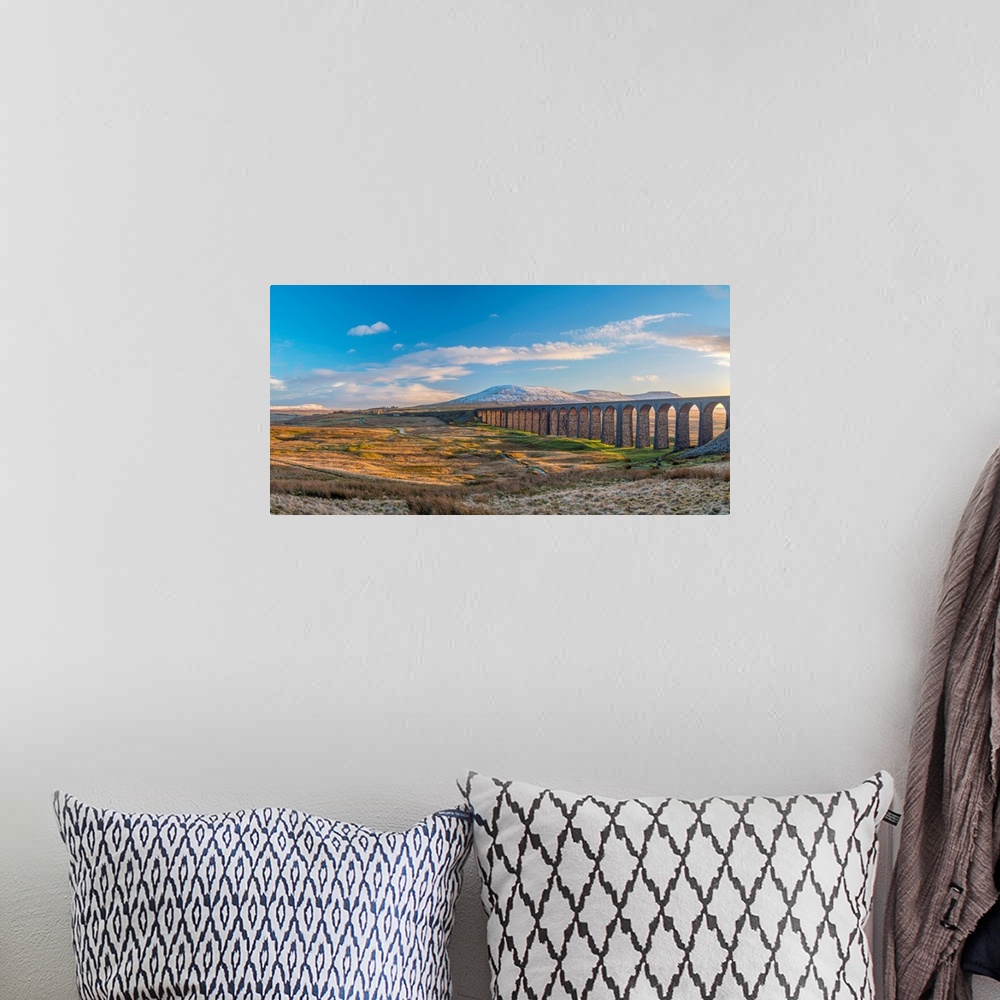 A bohemian room featuring UK, England, North Yorkshire, Ribblehead Viaduct And Ingleborough Mountain, One Of The Yorkshire ...