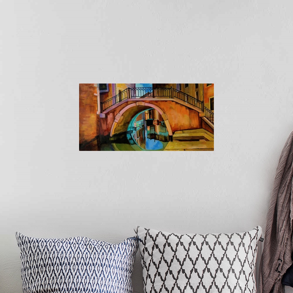 A bohemian room featuring Bridge over canal in Venice.