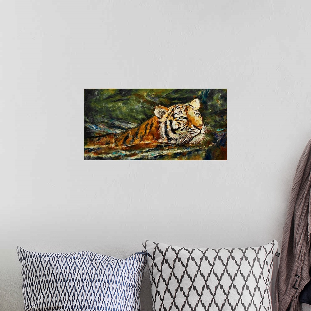 A bohemian room featuring Swimming Tiger