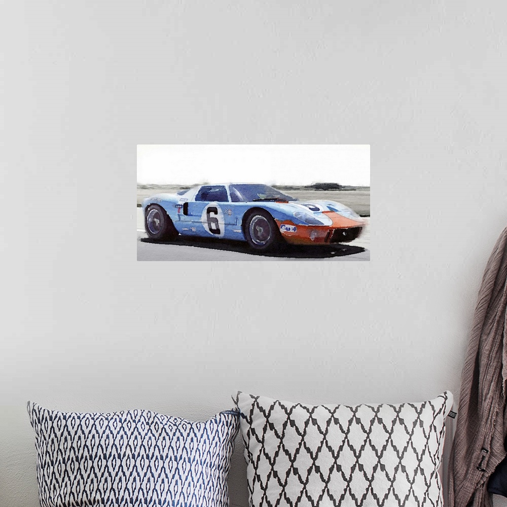A bohemian room featuring Ford GT 40 Gulf Watercolor