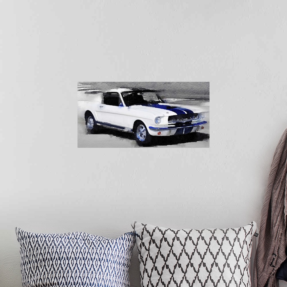 A bohemian room featuring Ford Mustang Shelby Watercolor