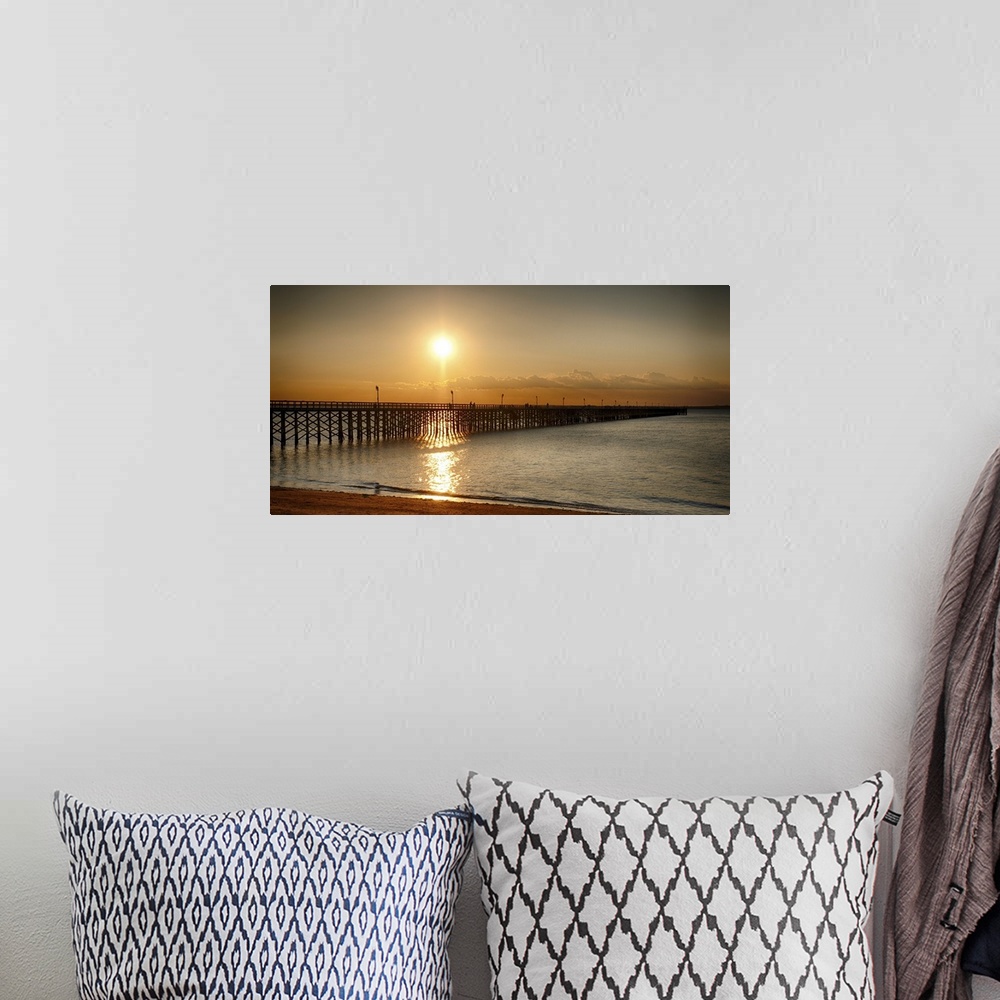 A bohemian room featuring Golden Sunlight over a Wooden Pier, Keansburg, Monmouth County, New Jersey, USA.