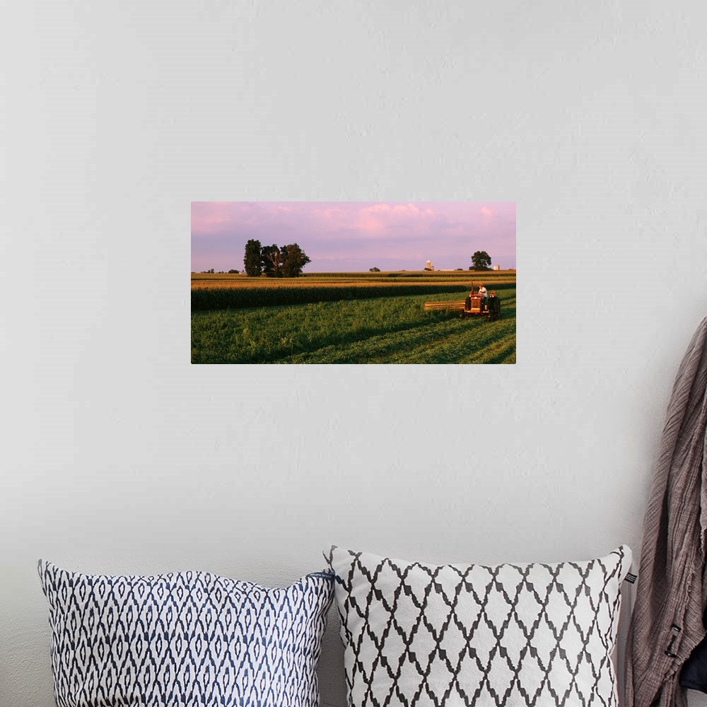 A bohemian room featuring Farmer harvesting a field, Lancaster County, Pennsylvania