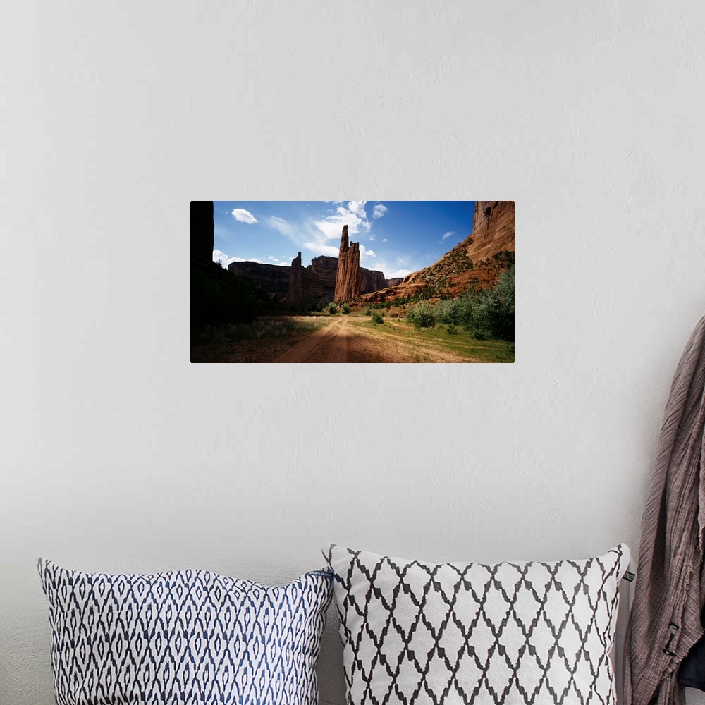 A bohemian room featuring Rock formations on a landscape, Spider Rock, Canyon De Chelly, Arizona